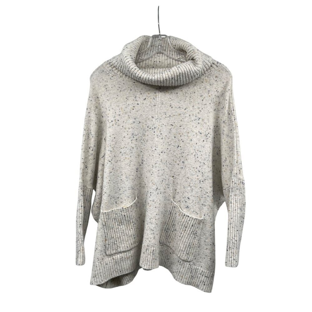 Loft Oversized Knit Sweater Cowl Neck Multicolor Speck Womens Size XS